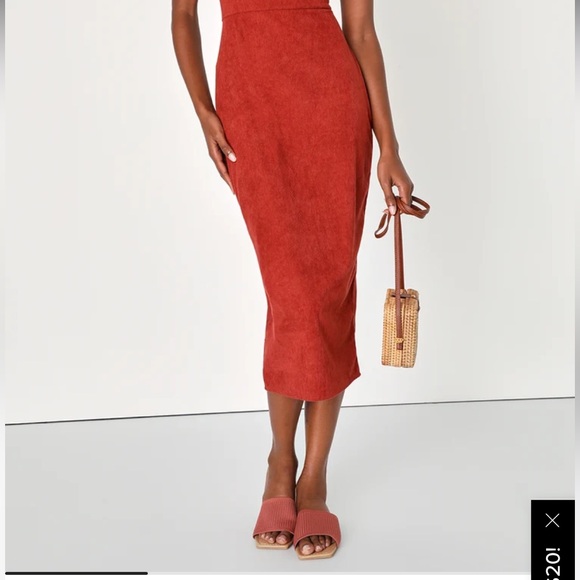 NWT Rust orange corduroy midi SMALL - Picture 2 of 4